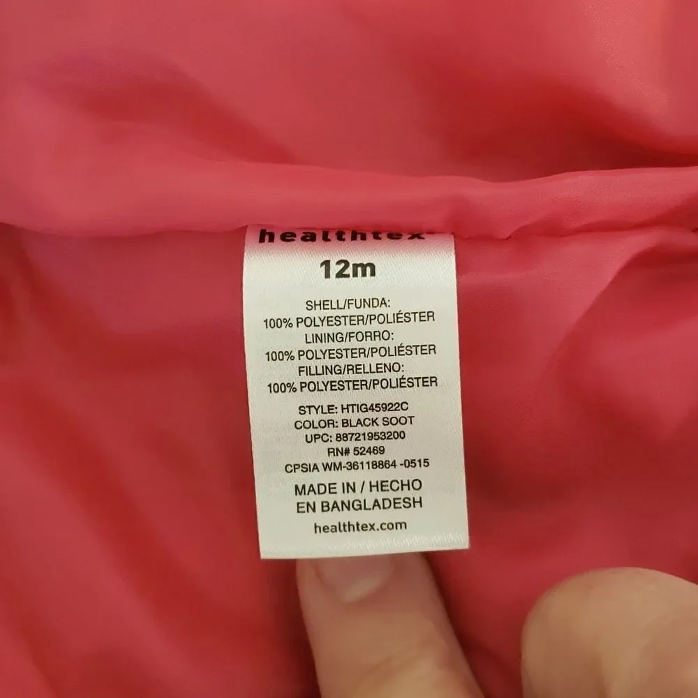 Healthtex Winter Coat Jacket - Hot Pink with Pink White Black Flowers Sz 12M